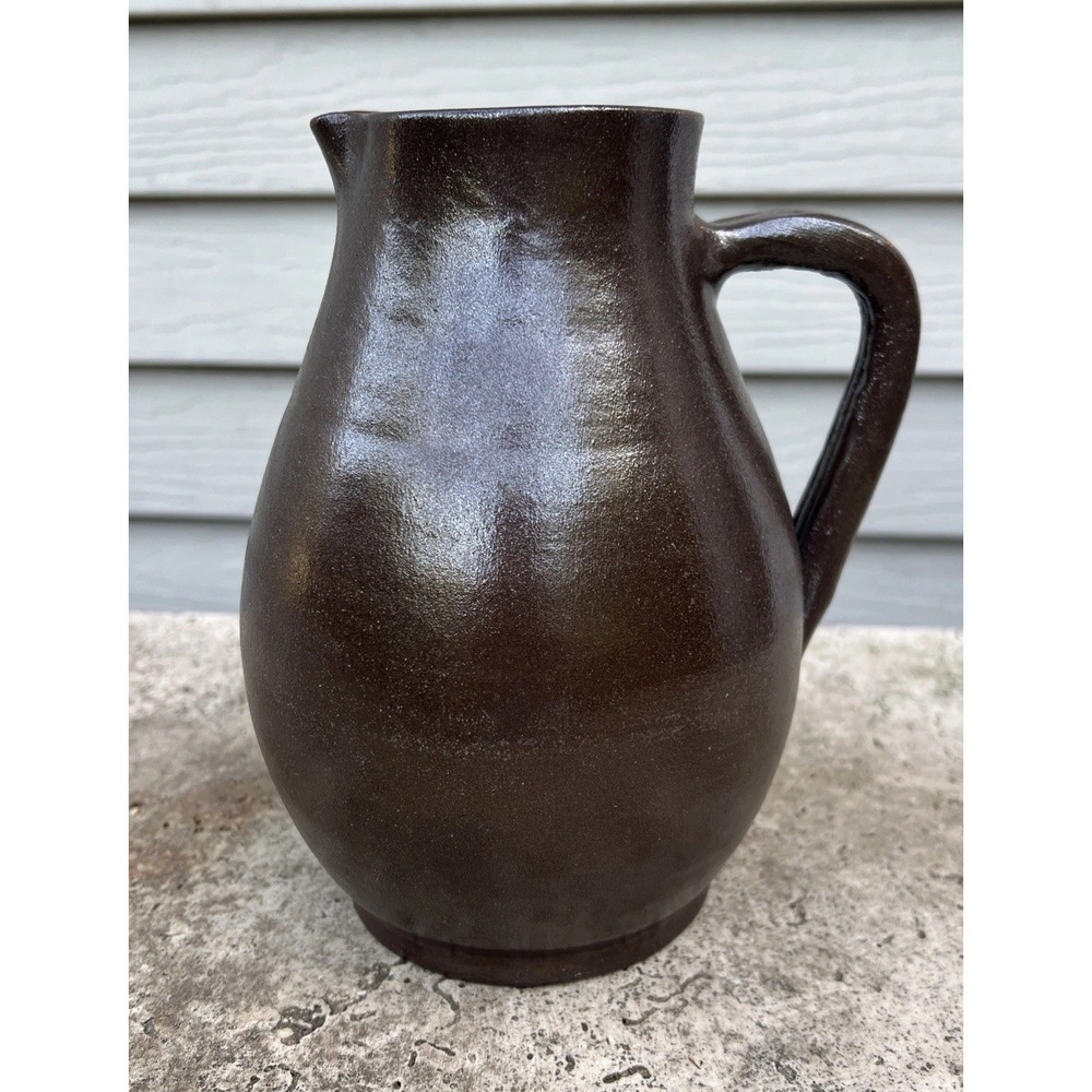 Jean Dubost Noron la Poterie France Sandstone Pottery 8.5" Pitcher Signed Vtg - Picture 1 of 9